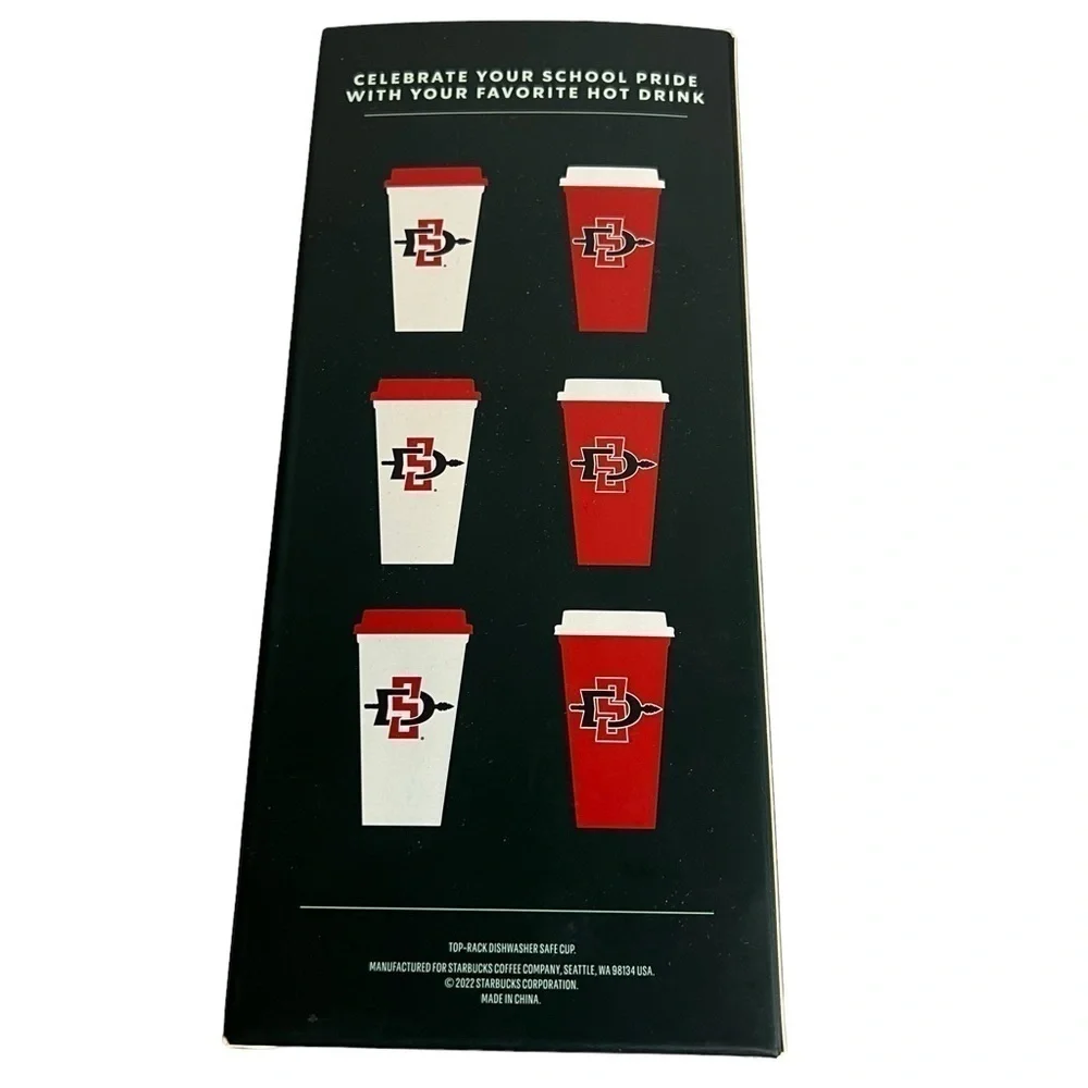 NEW Starbucks Reusable Hot Cups San Diego State University SDSU Aztecs Set Of 6